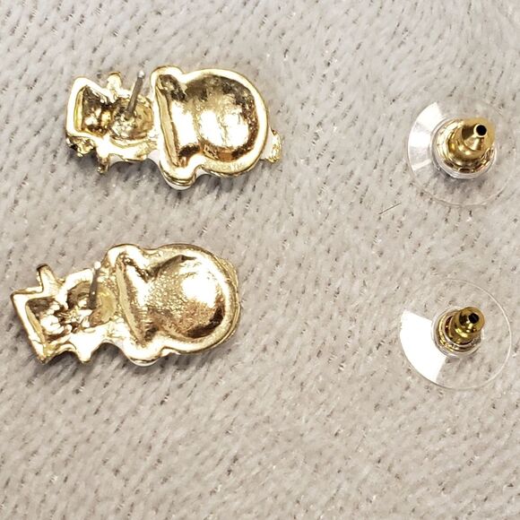 Snowman Pierced Earrings, White,s - Picture 3 of 4